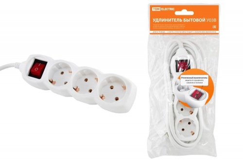 Удлинитель бытовой У03В выключатель, 3 гнезда, 1,5метра, с заземлением, ПВС 3х1мм2 16А/250В TDM | код SQ1303-0100 | TDM Удлинитель бытовой У03В выключатель, 3 гнезда, 1,5метра, с заземлением, ПВС 3х1мм2 16А/250В TDM | код SQ1303-0100 | TDM