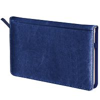 Еженедельник недатированный МАЛЫЙ ФОРМАТ (95х155 мм) А6, BRAUBERG Imperial, под гладкую кожу, 72 л., кремовый блок, темно-синий, 126186 | код 126186 | BRAUBERG