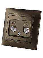 Розетка двойная телефонная RJ11 бронза Лама TDM | код SQ1815-0718 | TDM