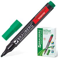 Маркер перманентный (нестираемый) BRAUBERG Contract, ЗЕЛЕНЫЙ, круглый наконечник, 3 мм, без клипа, 150468 | код 150468 | BRAUBERG