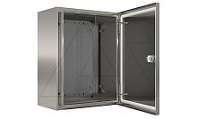 Щит моноблочный 400x300x150мм (ВxШxГ) из нерж. стали навесной с монт. панелью однодверный, 1 язычковый замок, дно глухое, IP66 | код EC030415X | ETA