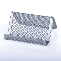 Подставка для визиток настольная BRAUBERG Germanium, металлическая, серебристая, 231943 | код 231943 | BRAUBERG