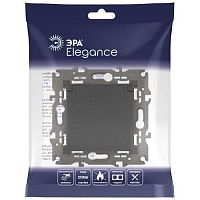 Розетка 2P+E Schuko со шторками с крышкой, 16А-250В, Эра Elegance, антрацит, 14-2103-05 | код Б0034282 | ЭРА