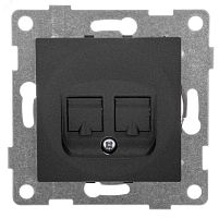 GUSI Bravo механизм розетки телефонной RJ12, двойной, скрытая установка. Цвет графит. | код С10Т2-010 | GUSI ELECTRIC