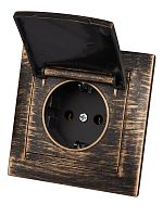 Розетка 2П+З 16А 250В IP44 с крышкой старинная бронза Лама TDM | код SQ1815-0767 | TDM