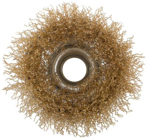 Кордщетка, тип ''чашка'', гайка М14, стальная латунированная волнистая проволока 65 мм | код 38941М | FIT фото 4