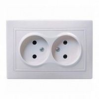 Розетка двухместная КВАРТА, скрытый монтаж, с заземлением, со шторками, кремовый | код. ERK21-K33-16-DM | IEK