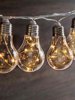 Гирлянда светодиодная "Лампочка" 40LED бел. на солнечной батарее аккумулятор AA NI-MH 600мА.ч | код KOC_SOL221 | КОСМОС