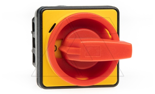 Переключатель BS 25 10 LK, аварийный, 3P, 25A, тип 0-1, 11kW(400VAC по АС-23), на дверь, красная блокируемая в 0 рукоятка, фронт IP40 | код EAC602824 | Rade Koncar