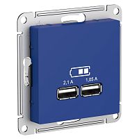 ATLASDESIGN USB РОЗЕТКА A+A, 5В/2,1 А, 2х5В/1,05 А, механизм, АКВАМАРИН | код ATN001133 | Systeme Electric