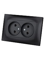 Розетка двойная 2П 10А 250В графит Лама TDM | код SQ1815-0624 | TDM