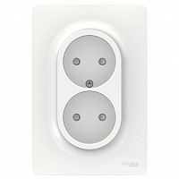 Розетка двухместная UNICA NEW, скрытый монтаж, со шторками, белый | код. NU206318 | Schneider Electric