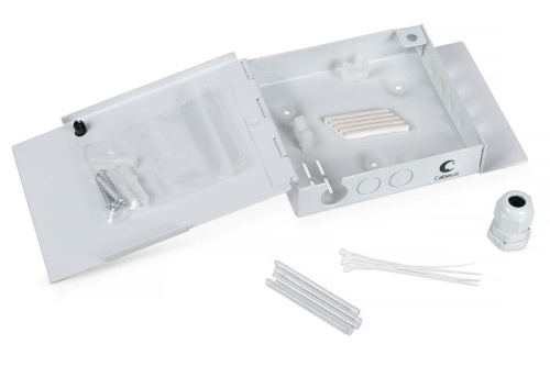 Бокс оптический настенный на 4 ST со сплайс-кассетой и КДЗС (без пигтейлов и проходных адаптеров) | код 7305c | Cabeus