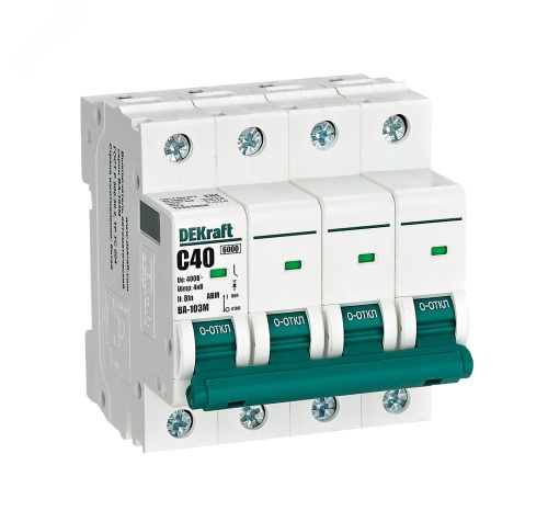 Выключатель автоматический без теплозащиты 4P 40А х-ка C 6кА ВА-103M | код 12533DEK | Dekraft