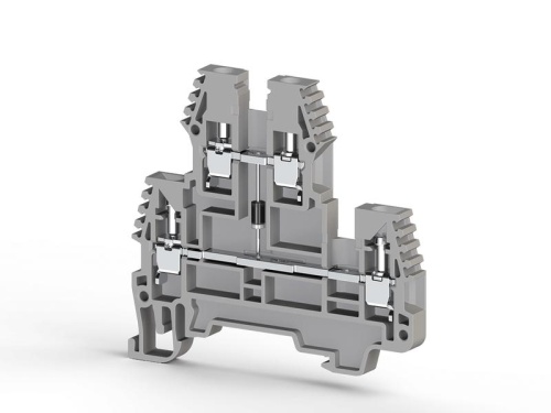 Клеммник 2-х ярусный 2.5кв.мм с диодом сер. PIK2.5ND-A Klemsan 317219
