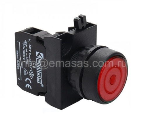 Кнопка нажимная круглая красная с фиксацией | код CP200FK | EMAS Кнопка нажимная круглая красная с фиксацией | код CP200FK | EMAS