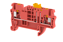 Клемма проходная PUSH-IN 2,5 мм2, с размыкателем, на 2 подключения, красная PQK2.5-RED | код 3102120002 | Elmex