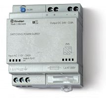 Импульсный источник питания, вход 110...240В AC, выход 24В DC, 60Вт, модульный, ширина 70мм, предохранитель входой цепи, настройка выходного напряжения, зарадка аккумуляторов, степень защиты IP20 | код 786112302403 | FINDER