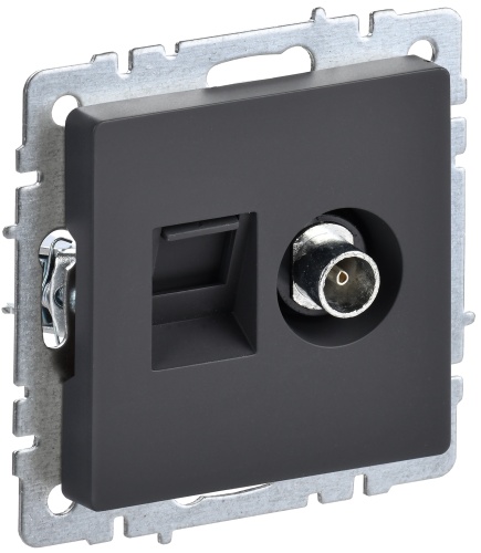 BRITE Розетка двойная TV+RJ45 кат.5E РТВ/РК12-БрГ графит | код BR-AK20-1-K53 | IEK