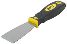 Шпатель для удаления ржавчины Профи, толщ. лезвия 1 мм, двухкомп.ручка с метал.бойком 1.5'' (40 мм) | код 6671 | FIT