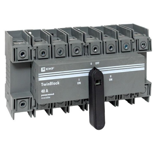 Рубильник 4п 40А реверсивный с рукояткой для прямой установки TwinBlock | код tb-s-40-4p-rev | EKF Рубильник 4п 40А реверсивный с рукояткой для прямой установки TwinBlock | код tb-s-40-4p-rev | EKF