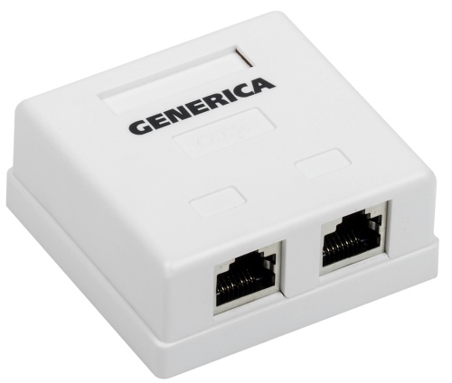 Розетка информационная настенная RJ45 кат.5E FTP 2 порта GENERICA | код CS2-1C5EF-22-G | IEK Розетка информационная настенная RJ45 кат.5E FTP 2 порта GENERICA | код CS2-1C5EF-22-G | IEK