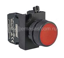Кнопка нажимная круглая с подсветкой-светодиод 100-230V AC красная (1НО+1НЗ), CP1K2DK | код CP1K2DK | EMAS