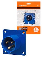 Вилка 613 скрытая 2Р+РЕ 16А 220В IP44 TDM | код SQ0607-0001 | TDM