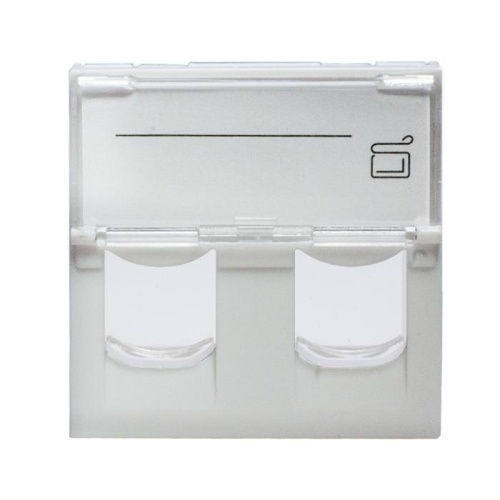 Панель лицевая 2 порта 45х45 Keystone шторки, откидное маркировочное окно | код 10-0302 | SUPRLAN фото 3