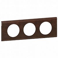 Рамка 3 поста CELIANE, текстурная кожа коричневая | код. 069403 | Legrand