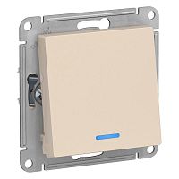 Переключатель 1-клавишный ATLASDESIGN, с подсветкой, скрытый монтаж, бежевый | код. ATN000263 | Schneider Electric