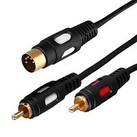 Шнур DIN 5PIN Plug-2 RCA Plug 1.5м (GOLD) | код 17-2512 | Rexant