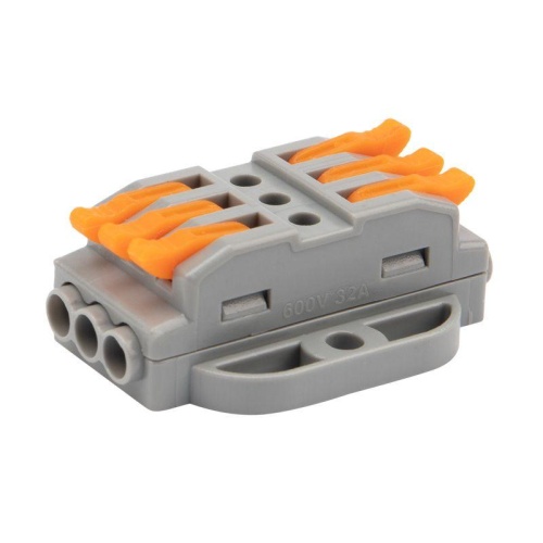 Клемма строительно-монтажная СМК проходная 3п 0.08-4кв.мм с монтажной площадкой сер. (блист.5шт) | код 07-6263-5 | Rexant