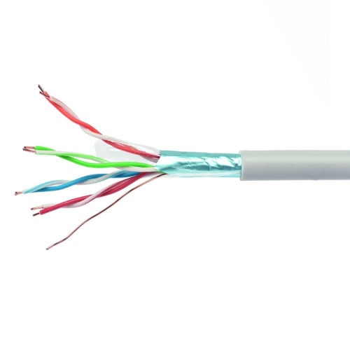 Кабель Cablexpert, FTP5e, 4 пары, 0.48 мм, CCA, однож., экран, 305 м, серый | код FPC-5004E-SOL | Cablexpert