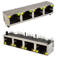 Блок сетевых розеток RJ 8P8C FTP RUICHI c LED индекацией, 4 гнезда | код 114426 | Ruichi