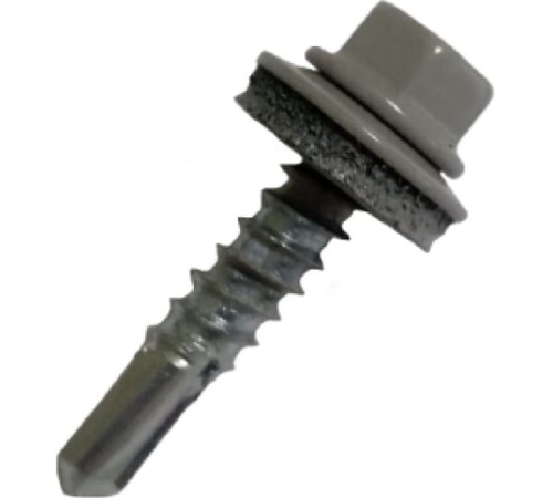 Саморез кровельный 4.8х70 RAL7004 сверло №1 шайба d=14мм с EPDM прокладкой | код 335978 | Руфкомплект Саморез кровельный 4.8х70 RAL7004 сверло №1 шайба d=14мм с EPDM прокладкой | код 335978 | Руфкомплект