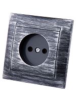 Розетка 2П 10А 250В старинное серебро Лама TDM | код SQ1815-0663 | TDM