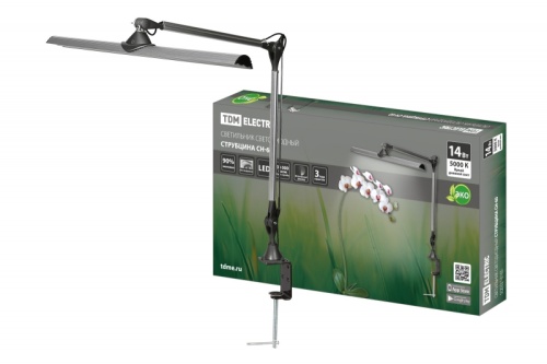 Светильник светодиодный струбцина СН-60, 2 колена, сенс-димм, 220 В, 14Вт, 5000 К, сереб-черн, TDM | код SQ0337-0165 | TDM Светильник светодиодный струбцина СН-60, 2 колена, сенс-димм, 220 В, 14Вт, 5000 К, сереб-черн, TDM | код SQ0337-0165 | TDM