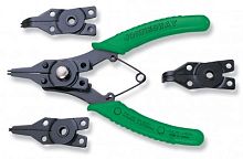 P266 Щипцы универсальные со сменными рабочими частями для стопорных колец в наборе,160 мм, 6-50 мм, 4 предмета | код P266 | JONNESWAY