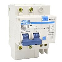 Диф. автомат DZ47LE-32 2P 10A 30mA тип AC х-ка С 6kA (ANDELI) | код ADL02-001 | ANDELI