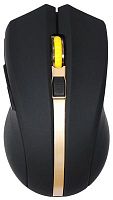 Мышь Оклик 495MW черный/золотистый оптическая (1600dpi) беспроводная USB для ноутбука (6but) | код 998168 | Oklick