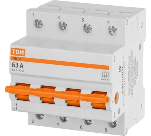 Выключатель нагрузки (мини-рубильник) ВН-32 4P 63A Home Use TDM | код SQ0211-0137 | TDM Выключатель нагрузки (мини-рубильник) ВН-32 4P 63A Home Use TDM | код SQ0211-0137 | TDM