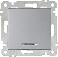 Rita - Выключатель с подсветкой, пруж. зажимы, нерж. сталь | код 2200-415-0182 | Mutlusan