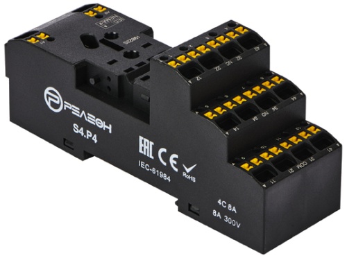 S4.P2 Розетка с push in клеммами для реле RP4.32 и модуля PM8 12А | код S4P2 | РЕЛЕОН