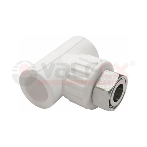 Тройник комбинированный с накидной гайкой 25х3/4дюймх25 (60/15) бел. | код 10140025 | VALFEX Тройник комбинированный с накидной гайкой 25х3/4дюймх25 (60/15) бел. | код 10140025 | VALFEX