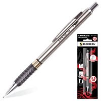 Карандаш механический BRAUBERG Black Jack, металлический корпус, резиновый грип, ластик, 0,5 мм, 180463 | код 180463 | BRAUBERG