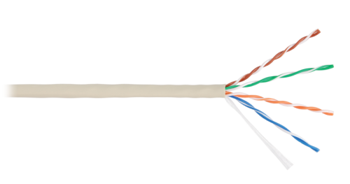 Кабель NIKOLAN U/UTP 4 пары, Кат.5e (Класс D), 100МГц, одножильный, BC (чистая медь), 24AWG (0,511мм), внутренний, PVC нг(А), слоновая кость, 305м | код NKL 9100A-IY | NIKOLAN