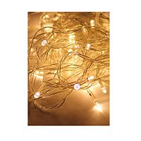 Гирлянда светодиодная 100LED бел. прозр. провод 10.8м 8 режимов мигания IP20 тепл. бел. | код KOC_GIR100LED_W | КОСМОС