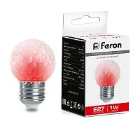 Лампа светодиодная LED 1вт Е27 строб красный шар | код 38210 | Feron