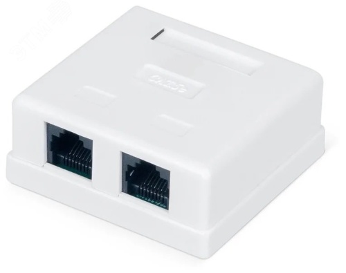 Розетка настенная TERACOM кат.5E неэкранированная 2 порта RJ-45 Dual IDC бел. | код TRC-WBOX-2RJ45-5EUTP-WH | EKF